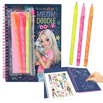 TOPModel neon Doodle kleurboek met neon stiften