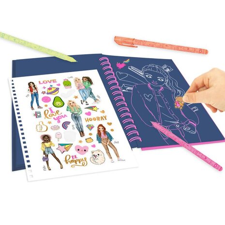 TOPModel neon Doodle kleurboek met neon stiften